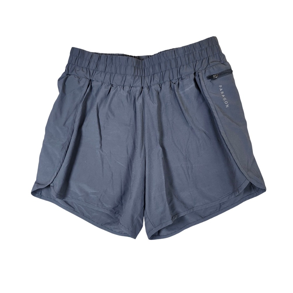 Paragon Running Shorts Gray Elastic Waist Zipper Pocket Athletic Small